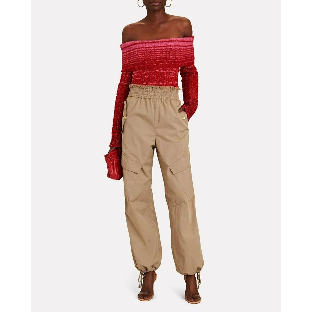 STAUD Red Off-Shoulder Sweater